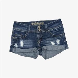 Low rise blue denim mini short shorts - size 3 from Truce